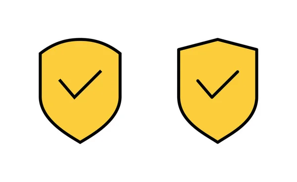 Conjunto Iconos Marca Verificación Shield Para Aplicaciones Web Móviles Protección — Archivo Imágenes Vectoriales