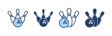 Bowling ikonu vektörü. Bowling topu, iğne işareti ve sembol.