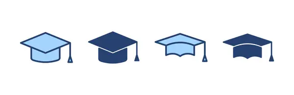 Icône Éducation Vecteur Plaque Symbole Casquette Graduée Diplômé Étudiants Cap — Image vectorielle