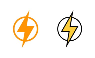 Web ve mobil uygulama için şimşek simgesi ayarlandı. Elektrik işareti ve sembol. Güç simgesi. enerji işareti