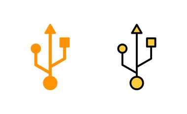 Web ve mobil uygulama için Usb simgesi ayarlandı. Flaş disk işareti ve sembol. Flash disk işareti.