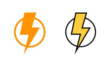 Web ve mobil uygulama için şimşek simgesi ayarlandı. Elektrik işareti ve sembol. Güç simgesi. enerji işareti