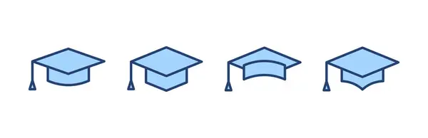 Icône Éducation Vecteur Plaque Symbole Casquette Graduée Diplômé Étudiants Cap — Image vectorielle