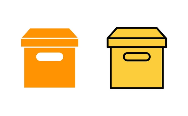 Webおよびモバイルアプリ用に設定されたボックスアイコン ボックスサインとシンボル小包パッケージ — ストックベクタ