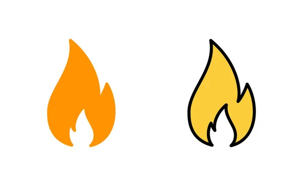 Fire Icon Set Web Mobile App Fire Sign Symbol — Stock Vector