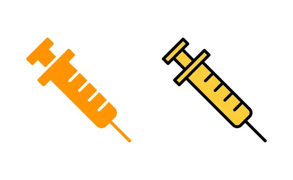 网络和移动应用程序的注射器图标集 注射标志和符号 疫苗图标 — 图库矢量图片