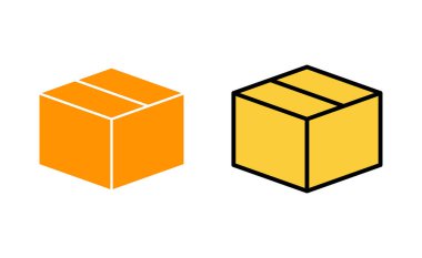 Web ve mobil uygulama için kutu simgesi ayarlandı. kutu işareti ve sembol, paket, paket