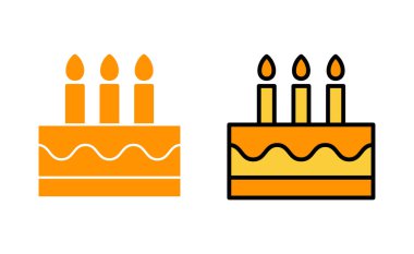 Web ve mobil uygulama için pasta simgesi ayarlandı. Pasta işareti ve sembol. Doğum günü pastası simgesi