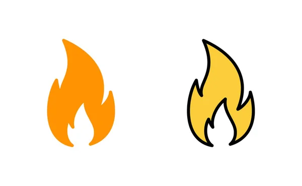 Webおよびモバイルアプリ用に設定された火災アイコン 火の記号と記号 — ストックベクタ