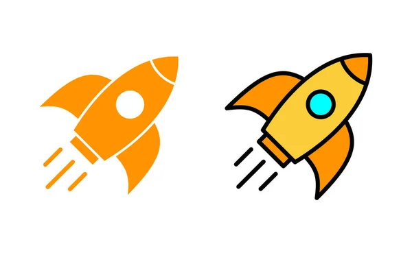 Rocket Ikona Nastavena Pro Web Mobilní Aplikace Spouštěcí Znak Symbol — Stockový vektor