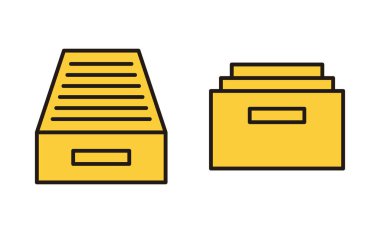 Web ve mobil uygulama için arşiv dizinleri simgesi ayarlandı. Belge vektör simgesi. Depolama simgesini arşivle.