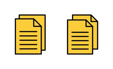 Web ve mobil uygulama için belge simgesi ayarlandı. Kağıt ve sembol. Dosya Simgesi