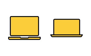 Web ve mobil uygulama için dizüstü bilgisayar simgesi ayarlandı. bilgisayar işareti ve sembol