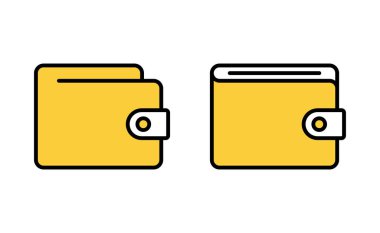 Cüzdan simgesi web ve mobil uygulama için ayarlandı. cüzdan işareti ve sembol