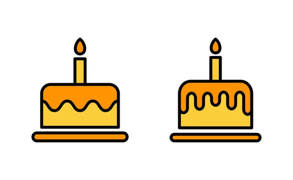 Webおよびモバイルアプリ用に設定されたケーキアイコン ケーキのサインとシンボル 誕生日ケーキのアイコン — ストックベクタ