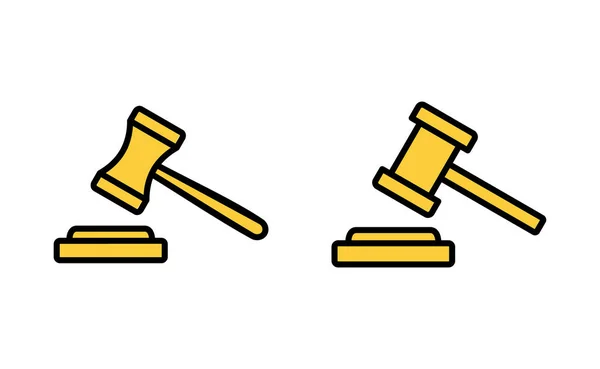 Gavel Simgesi Web Mobil Uygulama Için Ayarlandı Yargıç Tokmak Işareti — Stok Vektör