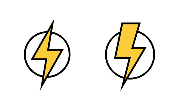 Lightning Icon Set Web Mobile App Electric Sign Symbol Power — Stock Vector
