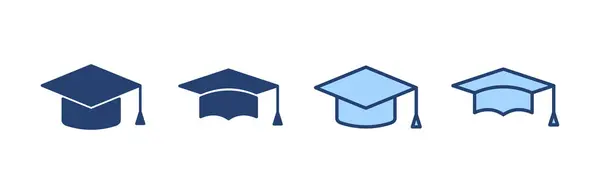 Icono Educativo Vector Signo Símbolo Tapa Graduación Graduado Estudiantes Cap — Vector de stock