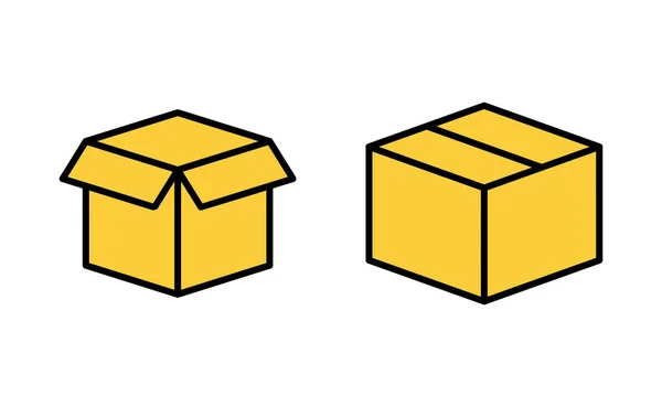 Набор Значков Веб Мобильного Приложений Знак Символ Коробки Посылки Упаковки — стоковый вектор