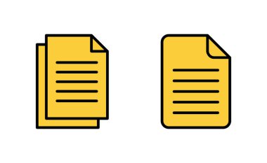 Web ve mobil uygulama için belge simgesi ayarlandı. Kağıt ve sembol. Dosya Simgesi