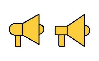 Web ve mobil uygulama için megafon simgesi ayarlandı. Hoparlör işareti ve sembol