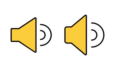 Web ve mobil uygulama için hoparlör simgesi ayarlandı. Ses düzeyi ve sembol. Hoparlör ikonu. ses sembolü