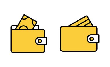 Cüzdan simgesi web ve mobil uygulama için ayarlandı. cüzdan işareti ve sembol