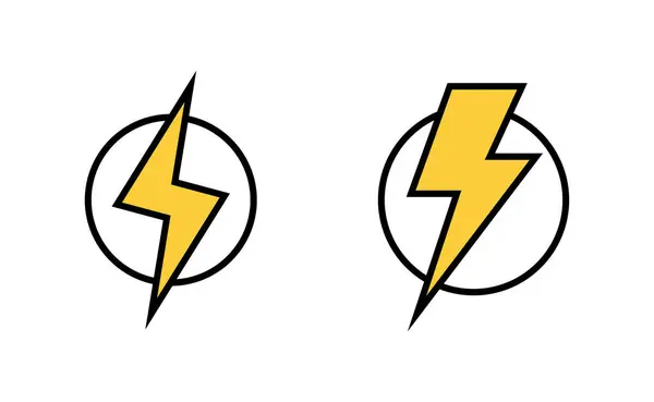 Lightning Icon Set Web Mobile App Electric Sign Symbol Power — Stock Vector