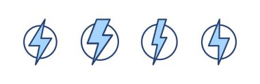 Şimşek simgesi vektörü. Elektrik işareti ve sembol. Güç simgesi. enerji işareti