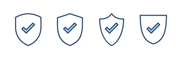 Shield Check Mark Icon Vector Protection Approve Sign Insurance Icon — Stock Vector