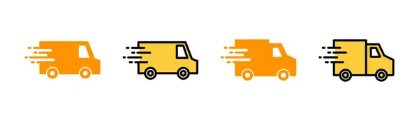 Σύνολο Εικονιδίων Φορτηγών Παράδοσης Για Την Εφαρμογή Ιστού Και Κινητού — Διανυσματικό Αρχείο