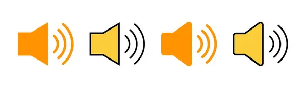 Hangszóró Ikon Készlet Webes Mobil Alkalmazáshoz Hangerő Jel Szimbólum Hangszóró — Stock Vector