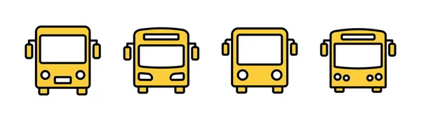 Webアプリとモバイルアプリのバスアイコンを設定します バスの標識と記号 輸送記号 — ストックベクタ