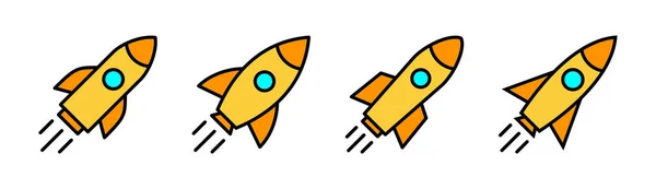 Conjunto Iconos Cohete Para Web Aplicación Móvil Signo Símbolo Inicio — Archivo Imágenes Vectoriales