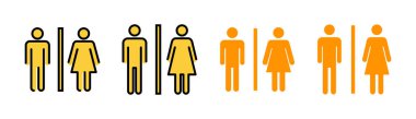 İnternet ve mobil uygulama için tuvalet simgesi ayarlandı. Kızlar ve erkekler tuvaletleri imzalar ve simgeler. Banyo tabelası. wc, tuvalet