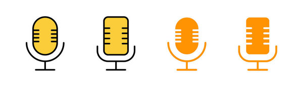 Microphone icon set for web and mobile app. karaoke sign and symbol