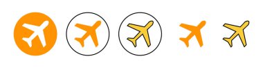 Web ve mobil uygulama için uçak simgesi ayarlandı. Uçak işareti ve sembol. Uçuş taşıma sembolü. Seyahat işareti. uçak.