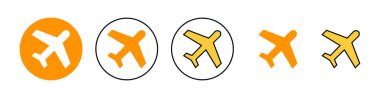 Web ve mobil uygulama için uçak simgesi ayarlandı. Uçak işareti ve sembol. Uçuş taşıma sembolü. Seyahat işareti. uçak.