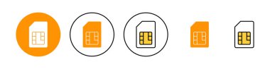 Web ve mobil uygulama için Sim kart simgesi ayarlandı. çift sim kart işareti ve sembol