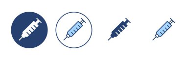 Şırınga ikon vektörü. Enjeksiyon işareti ve sembol. Aşı simgesi