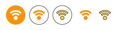 Web ve mobil uygulama için Wifi simgesi ayarlandı. İşaret işareti ve sembol. Kablosuz simge