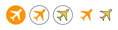Web ve mobil uygulama için uçak simgesi ayarlandı. Uçak işareti ve sembol. Uçuş taşıma sembolü. Seyahat işareti. uçak.