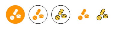 İnternet ve mobil uygulama için hap ikonu ayarlandı. Kapsül simgesi. Uyuşturucu işareti ve sembol