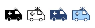 Ambulans simgesi vektörü. Ambulans kamyonu işareti ve sembol. Ambulans arabası