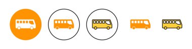 Web ve mobil uygulama için otobüs simgesi ayarlandı. Otobüs tabelası ve sembol. taşıma sembolü