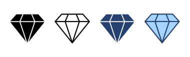 Elmas ikon vektörü. Elmas taşları işareti ve sembolü