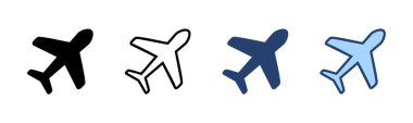 Düzlem simgesi vektörü. Uçak işareti ve sembol. Uçuş taşıma sembolü. Seyahat işareti. uçak.