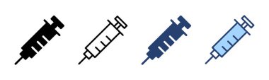 Şırınga ikon vektörü. Enjeksiyon işareti ve sembol. Aşı simgesi