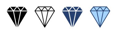 Elmas ikon vektörü. Elmas taşları işareti ve sembolü
