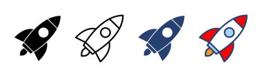 Roket ikon vektörü. Başlangıç işareti ve sembol. roket fırlatma simgesi
